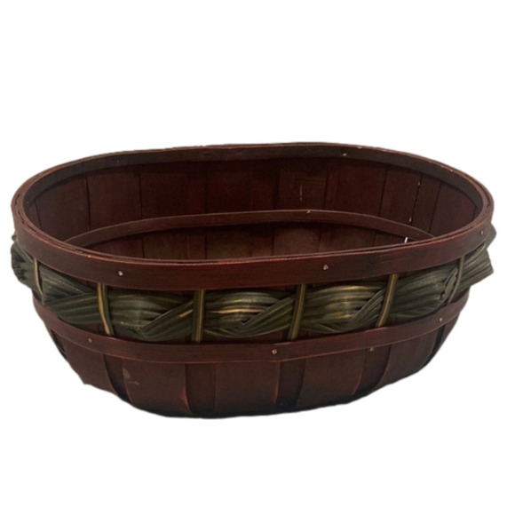 Dark Stained Oval Basket - Picture 1 of 4